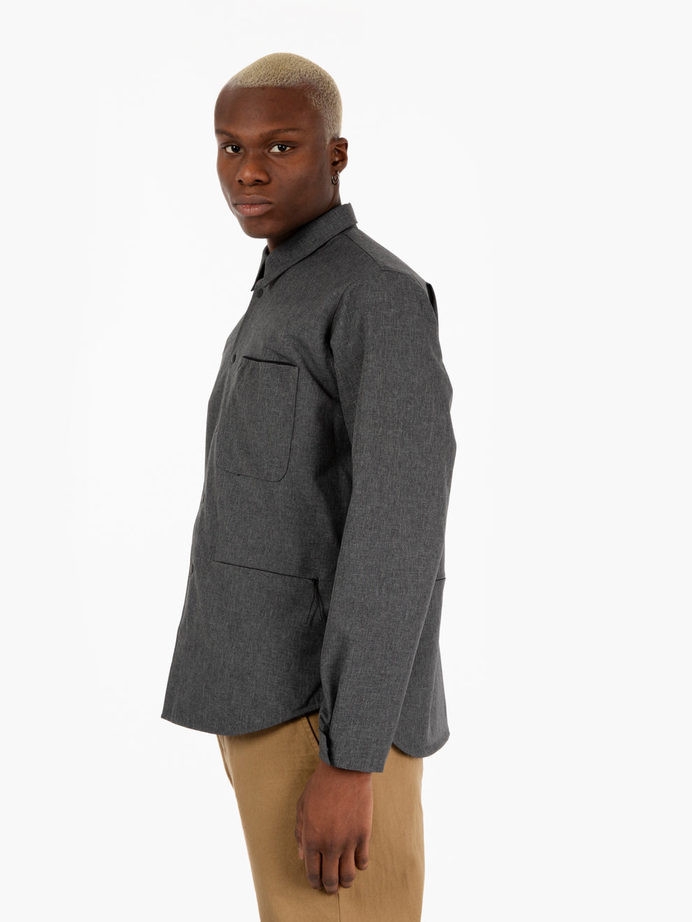 Travel shirt Vatican canvas dark grey melange