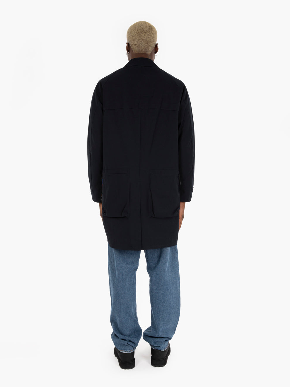 Navy blue gabardine free trench coat