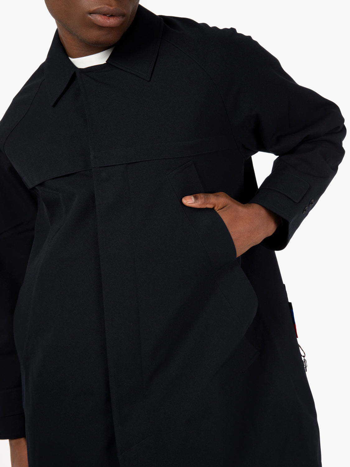 Navy blue gabardine free trench coat