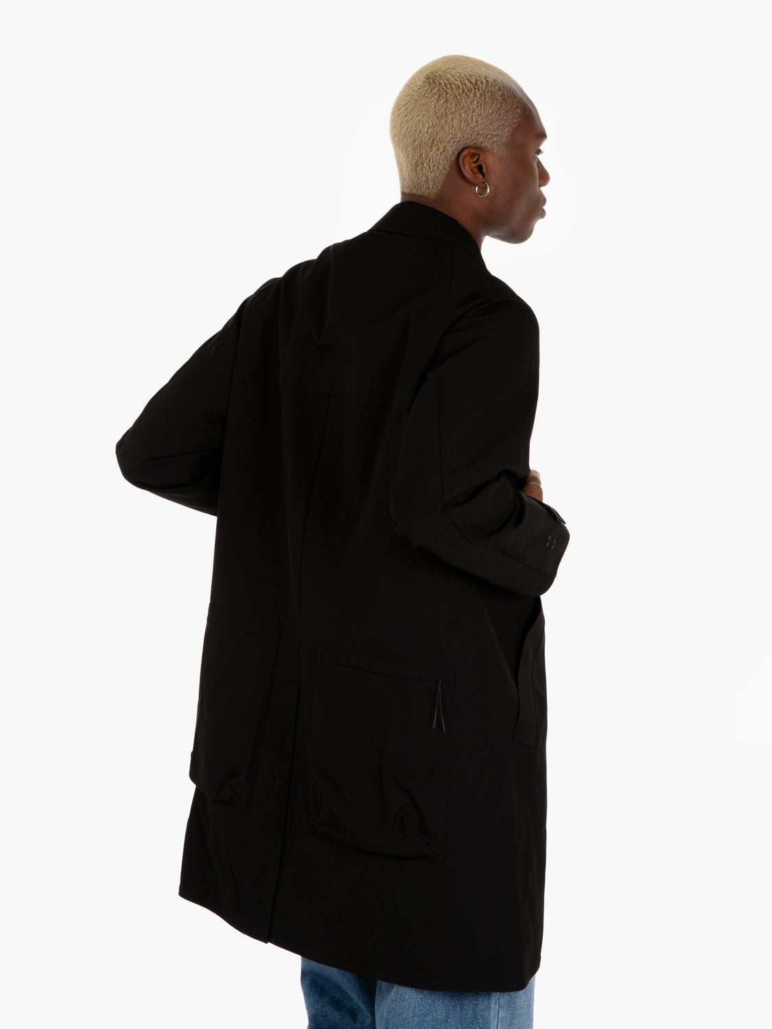 Work free black gabardine trench coat