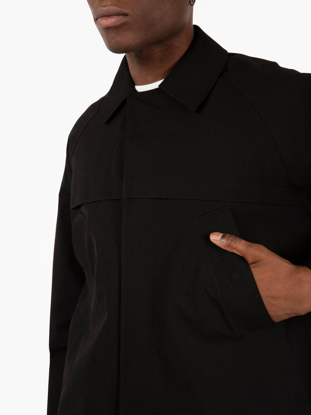 Work free black gabardine trench coat