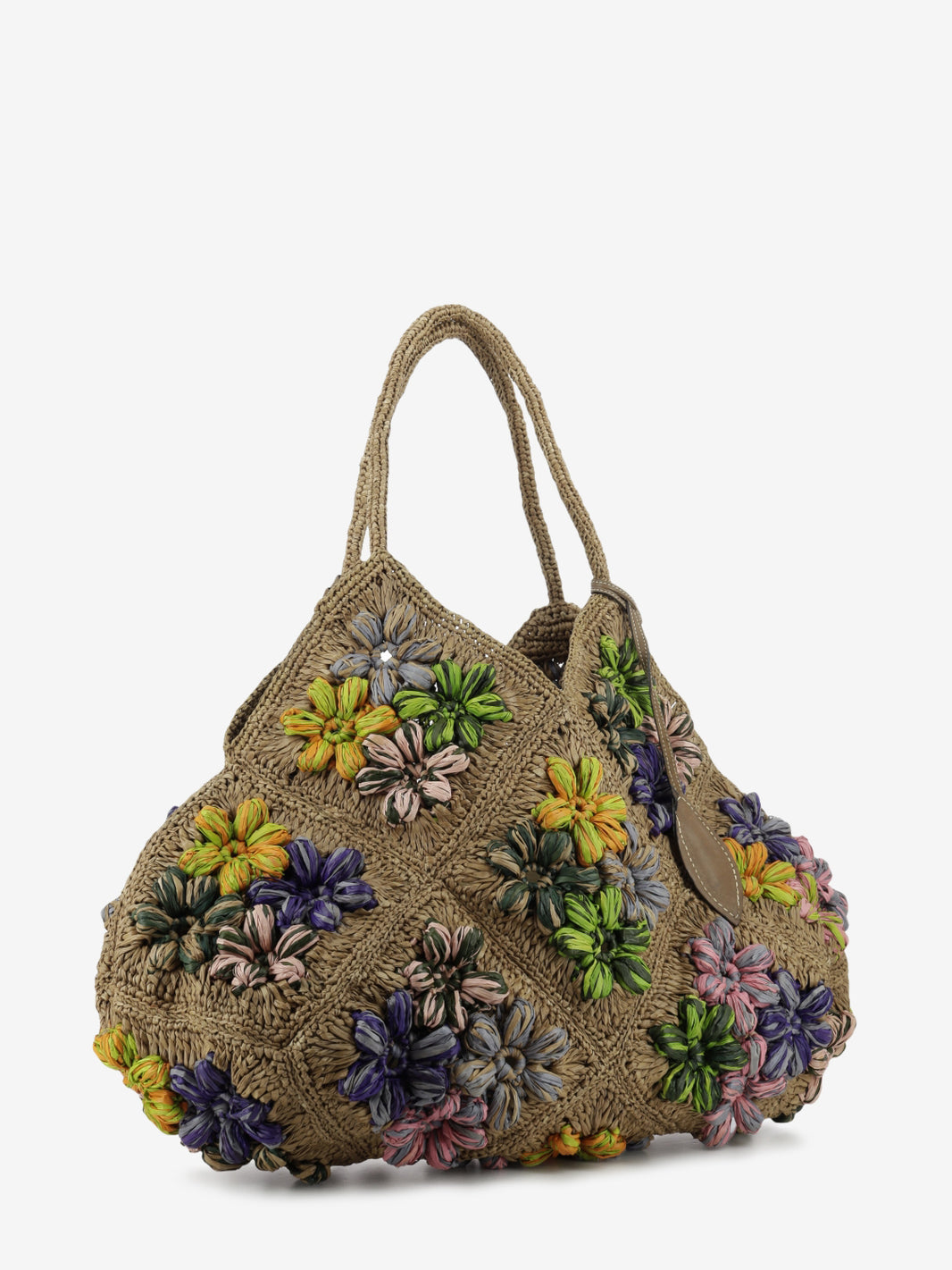 Shopper Desirè con fiori cognac / multicolor
