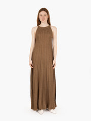 AGGEL KNITWEAR - Abito lungo a coste bronzo