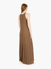 AGGEL KNITWEAR - Abito lungo a coste bronzo