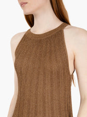 AGGEL KNITWEAR - Abito lungo a coste bronzo