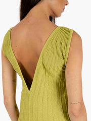 AGGEL KNITWEAR - Abito lungo con scollo a V verde