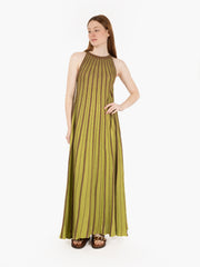 AGGEL KNITWEAR - Abito lungo smanicato bright green / bronze