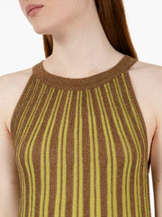 AGGEL KNITWEAR - Abito lungo smanicato bright green / bronze