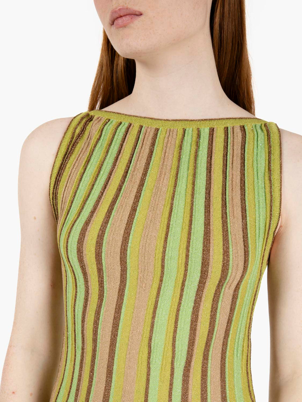 Green/brown sleeveless long dress