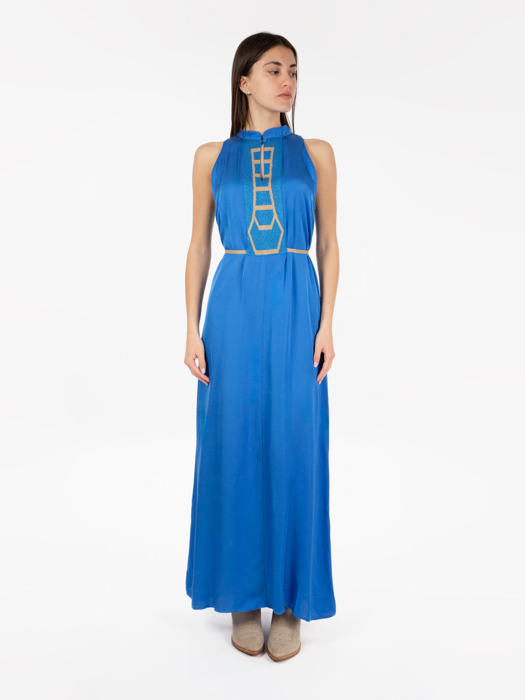 Abito lungo smanicato royal blue