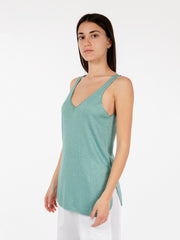 AGGEL KNITWEAR - Canotta in maglia e lurex teal
