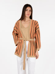 AGGEL KNITWEAR - Cardigan aperto lurex orange / bronze / tan gold