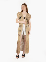 AGGEL KNITWEAR - Gilet lungo con fori oro