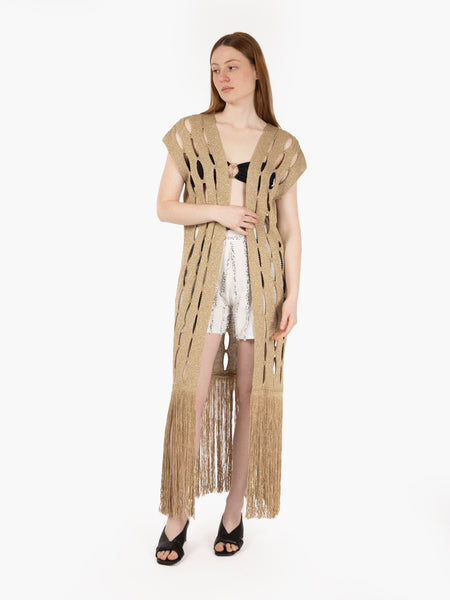 Gilet lungo con fori oro