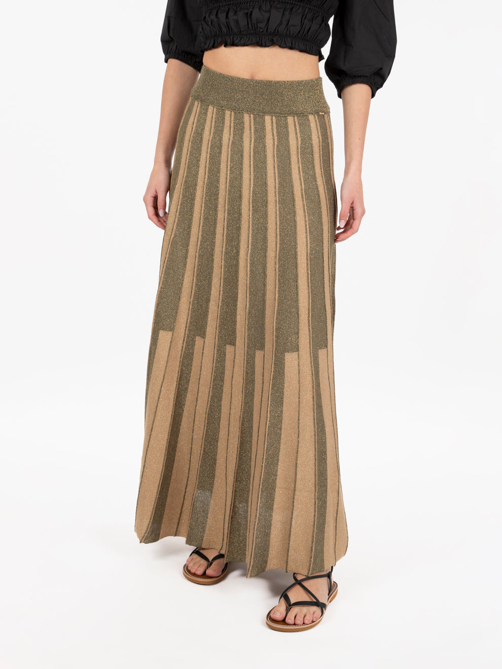 Gonna lurex khaki / tan gold
