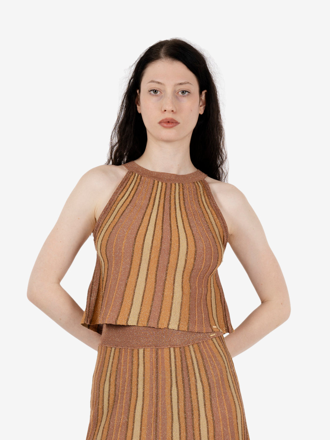 Lurex multicolored cropped tan gold / summer cam