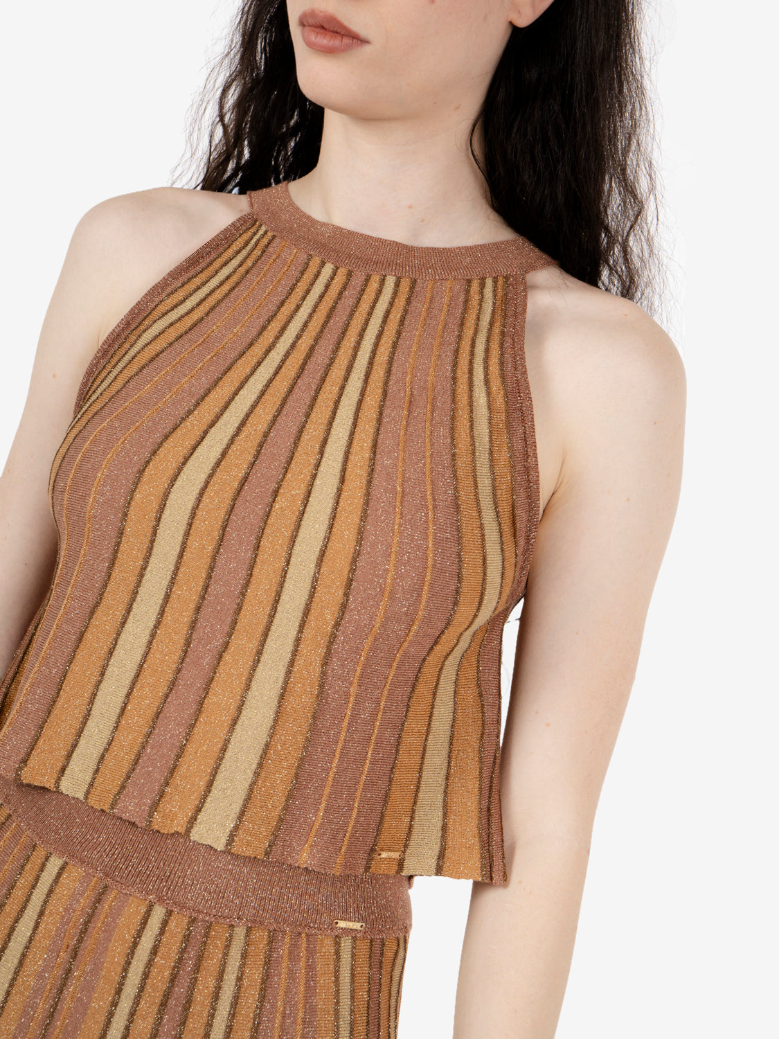 Lurex multicolored cropped tan gold / summer cam