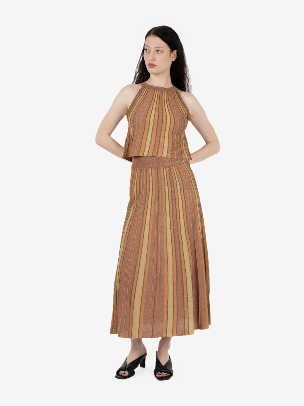 Lurex skirt tan gold / summer camel