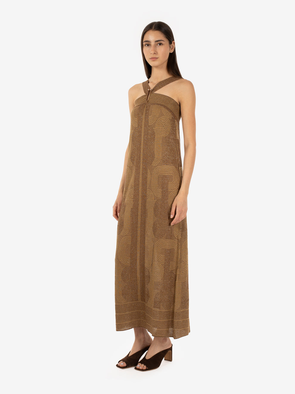 Bronze lurex maxi dress