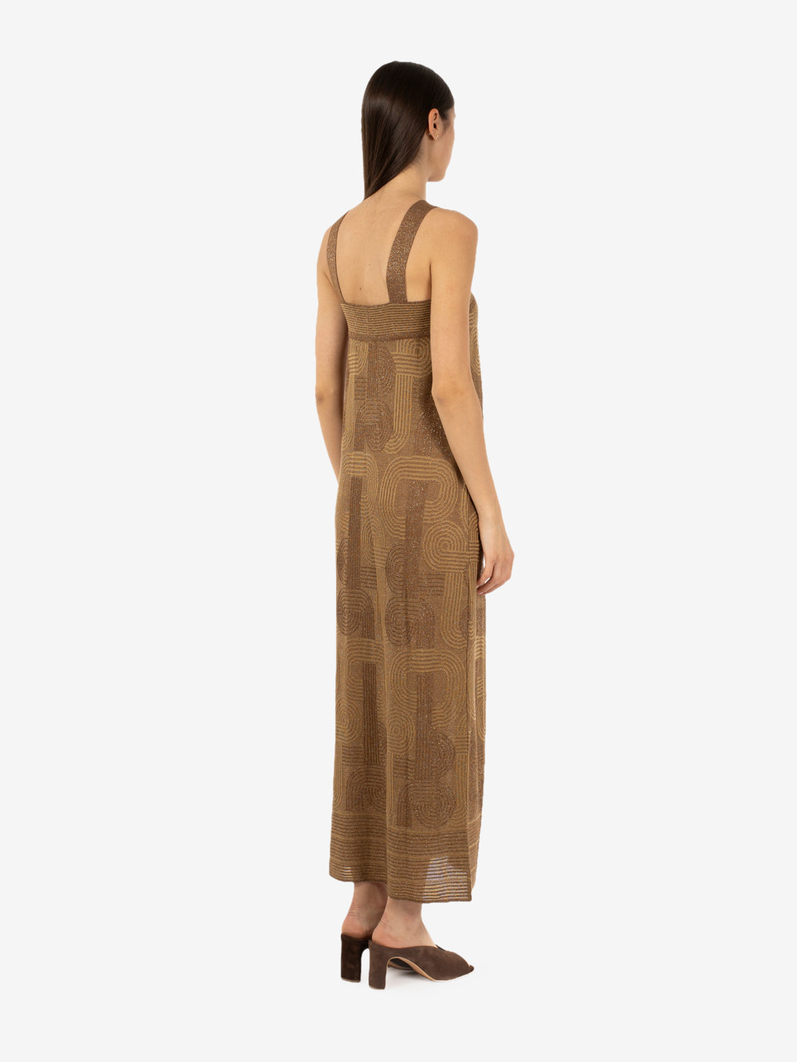 Bronze lurex maxi dress