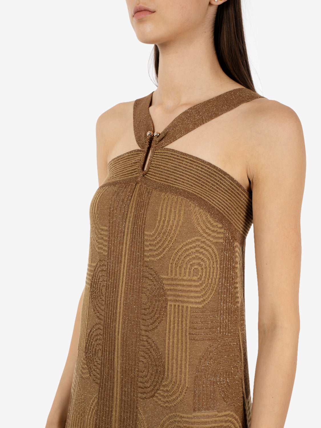 Bronze lurex maxi dress