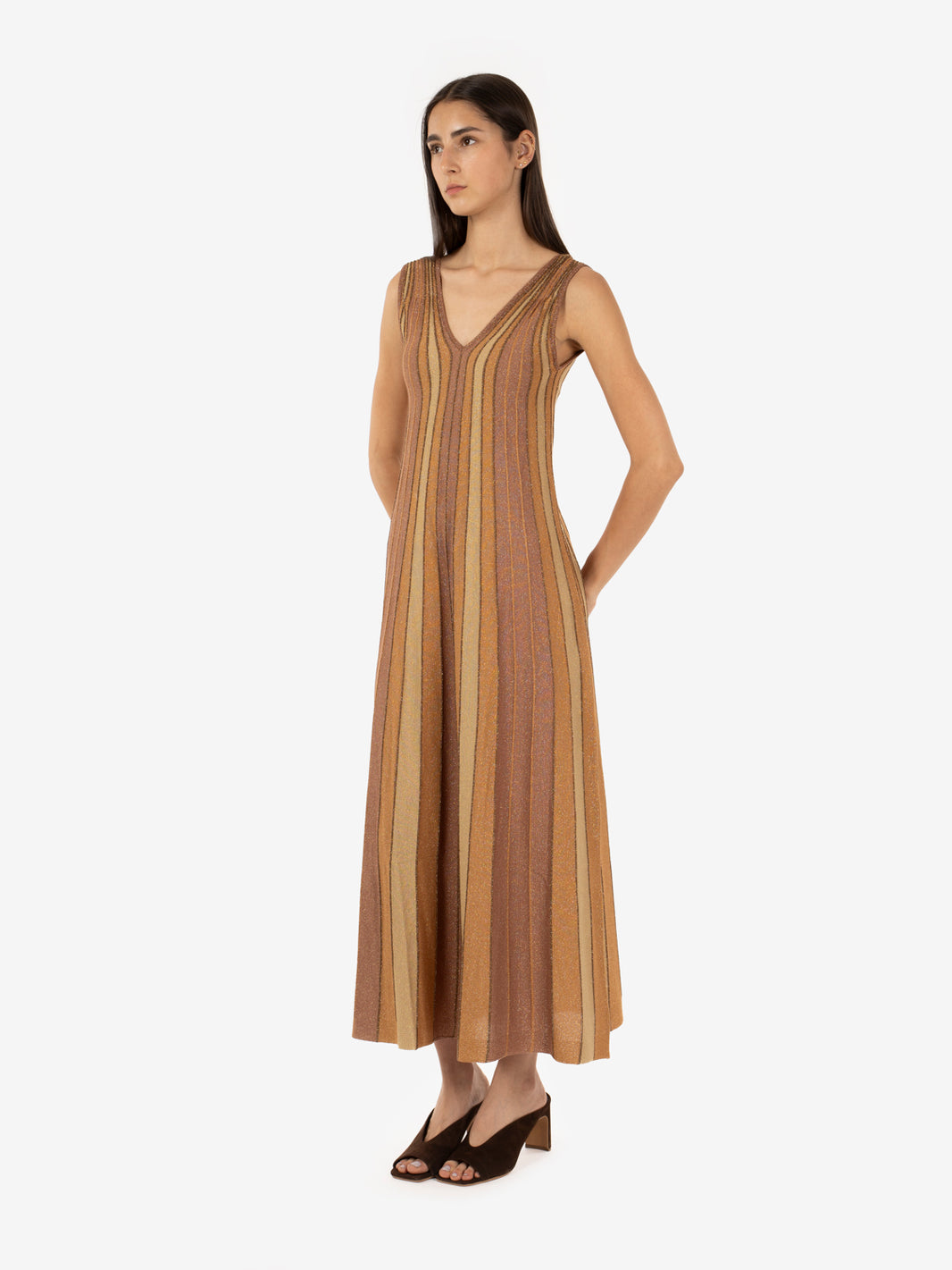 Maxi dress lurex tan gold / summer