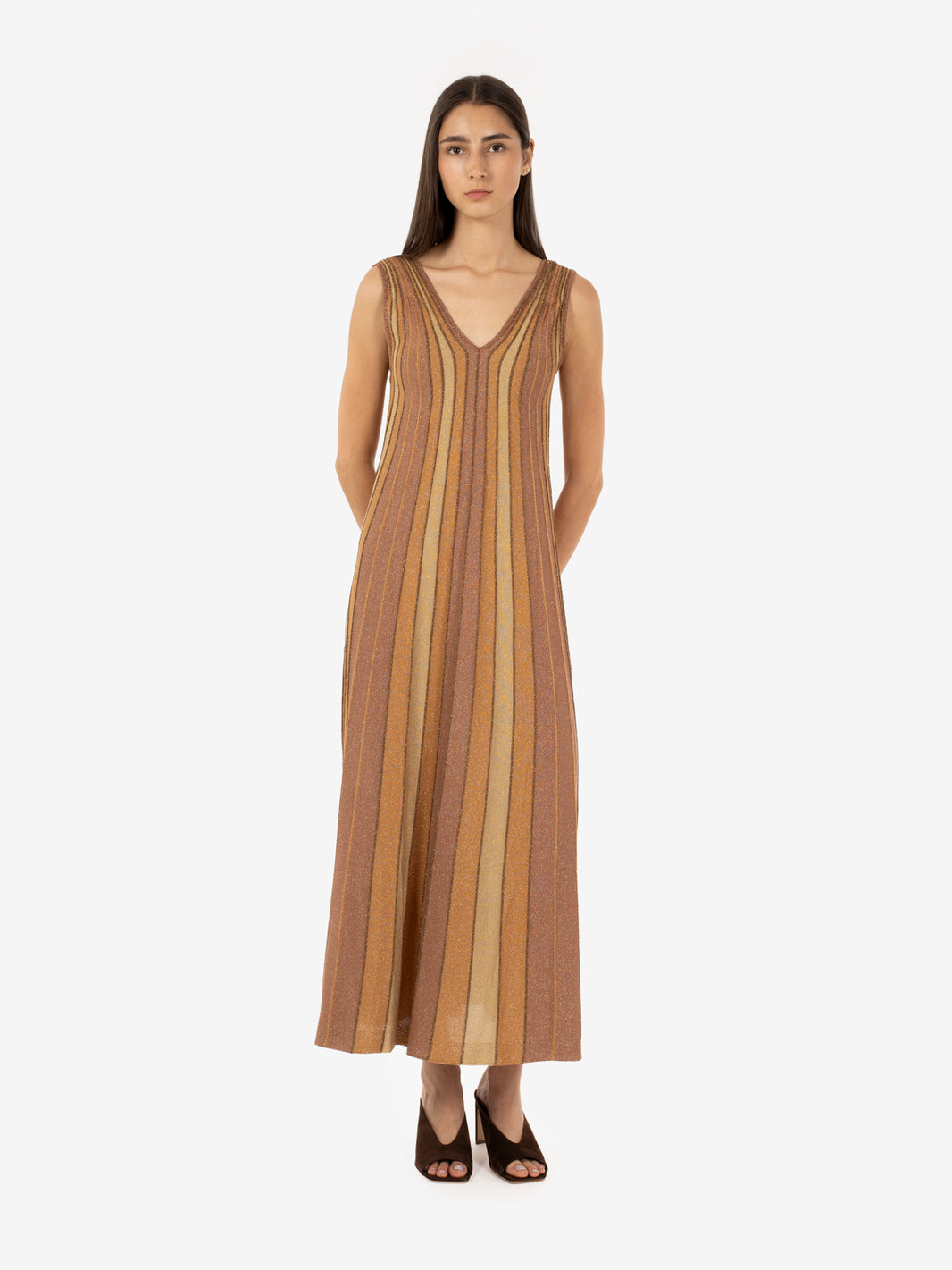 Maxi dress lurex tan gold / summer