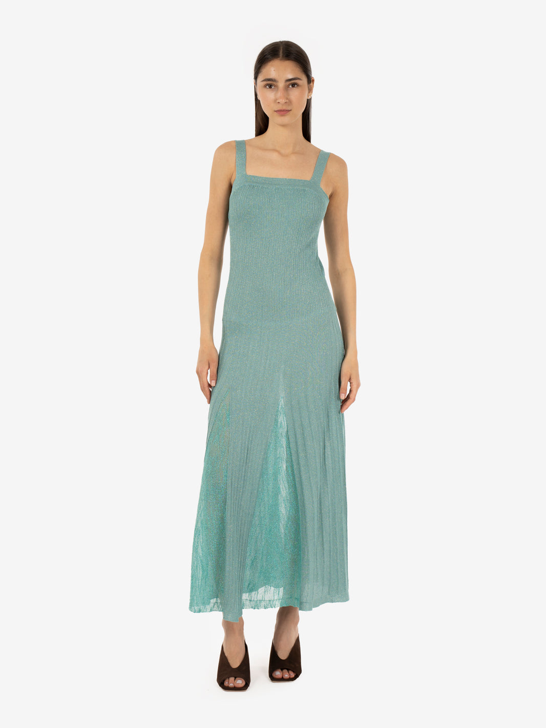 Teal lurex maxi dress