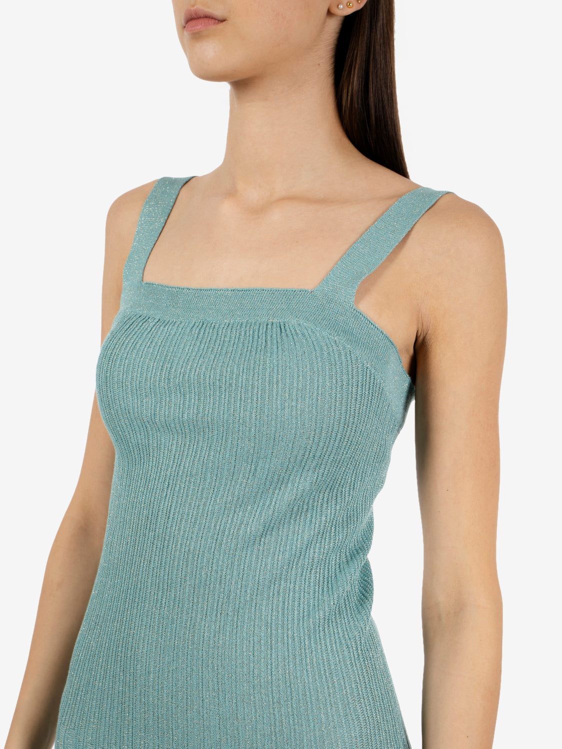 Teal lurex maxi dress