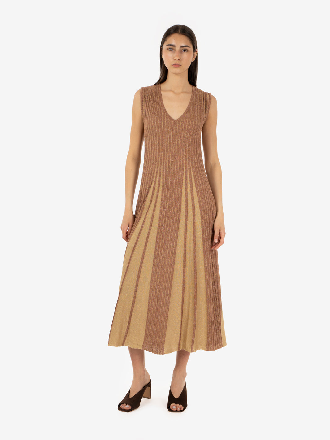 Mocca lurex midi dress