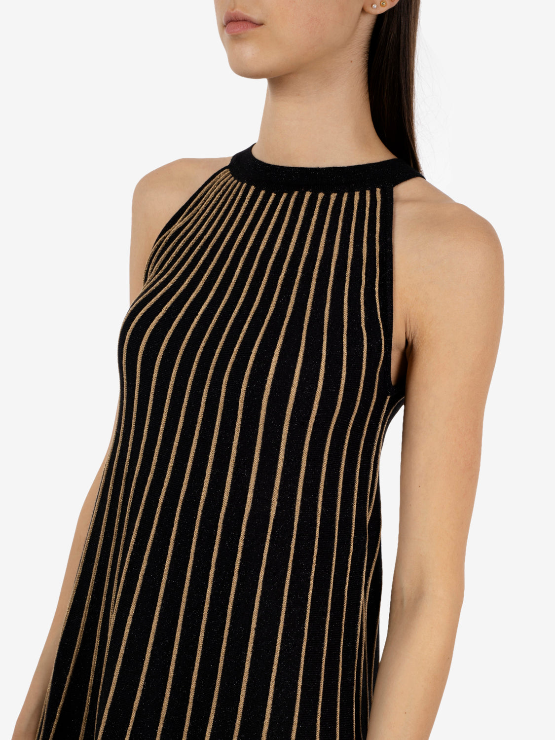 Black lurex mini dress