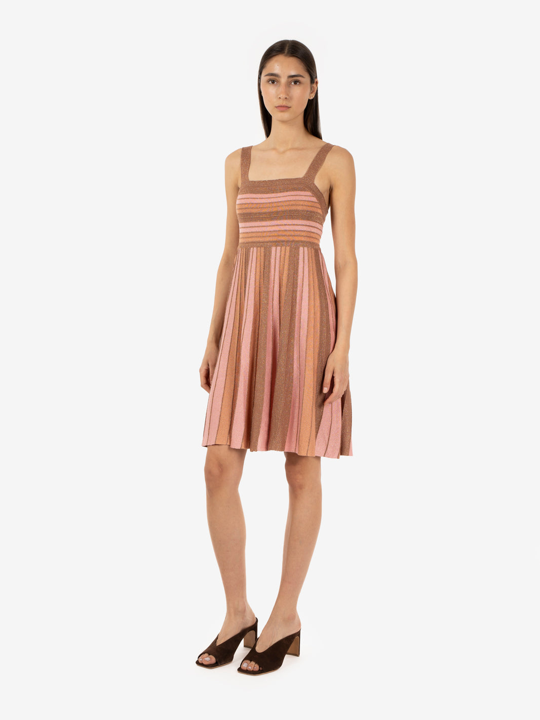 Mini dress lurex mocca / peach salmon