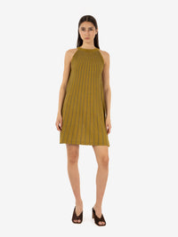 Olive lurex mini dress