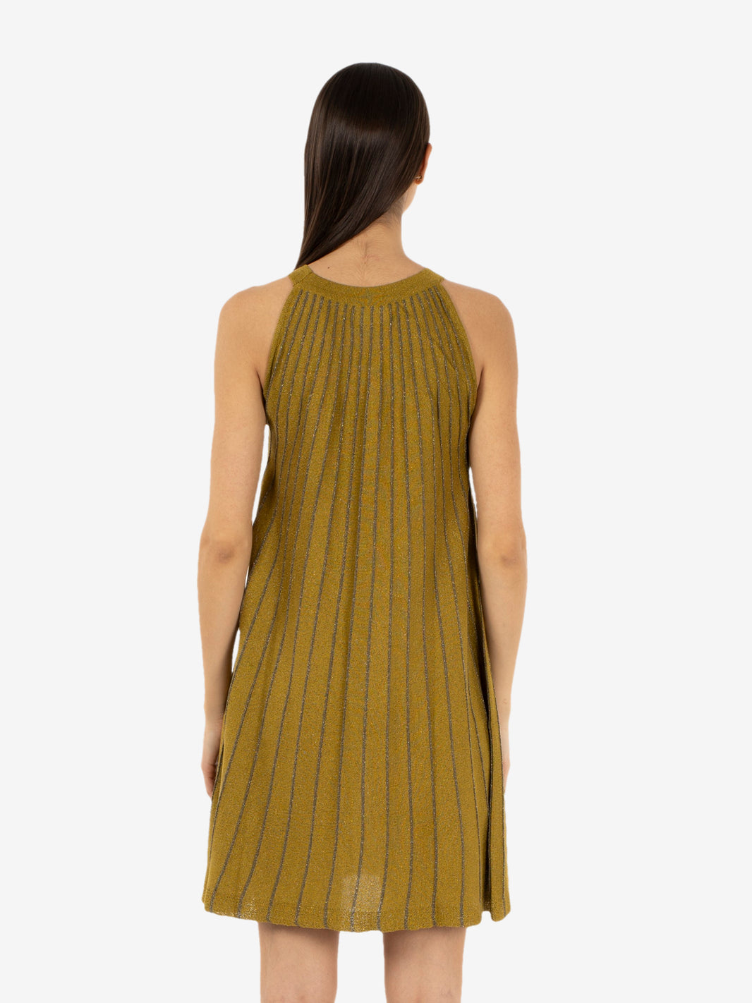 Olive lurex mini dress