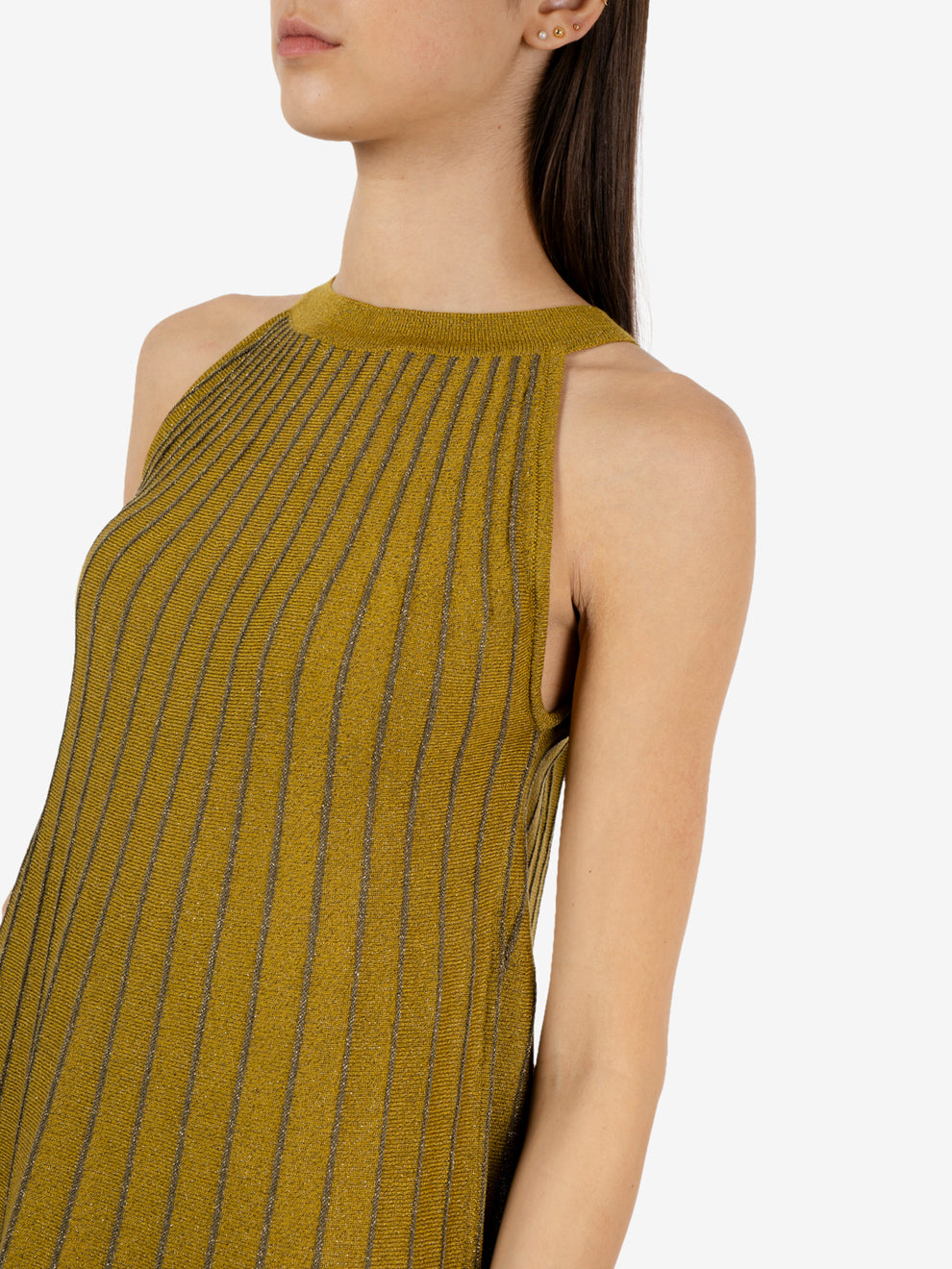 Olive lurex mini dress