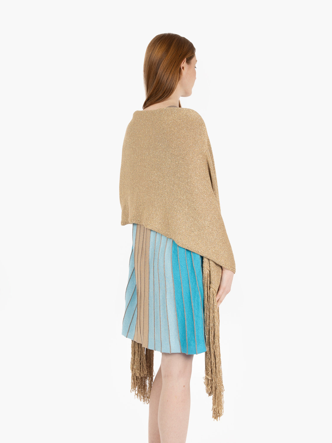 Stole with fringes with gold lamé thread