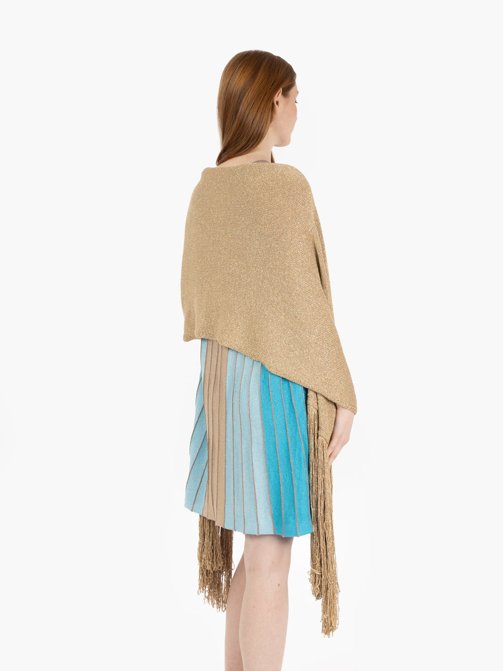Stole with fringes with gold lamé thread