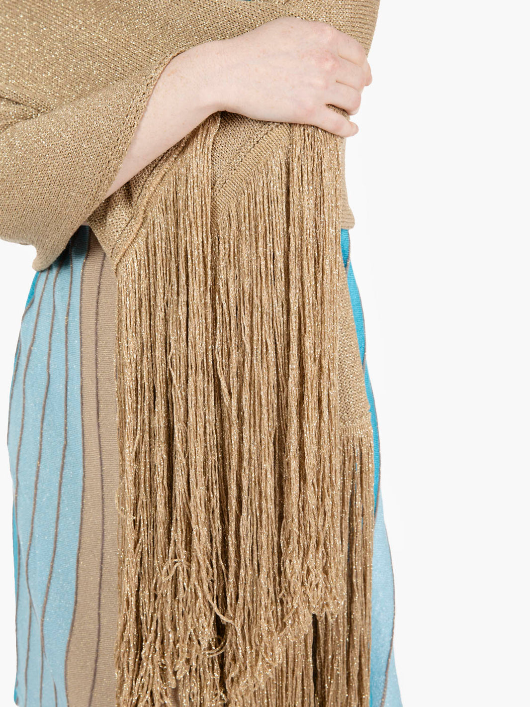 Stole with fringes with gold lamé thread