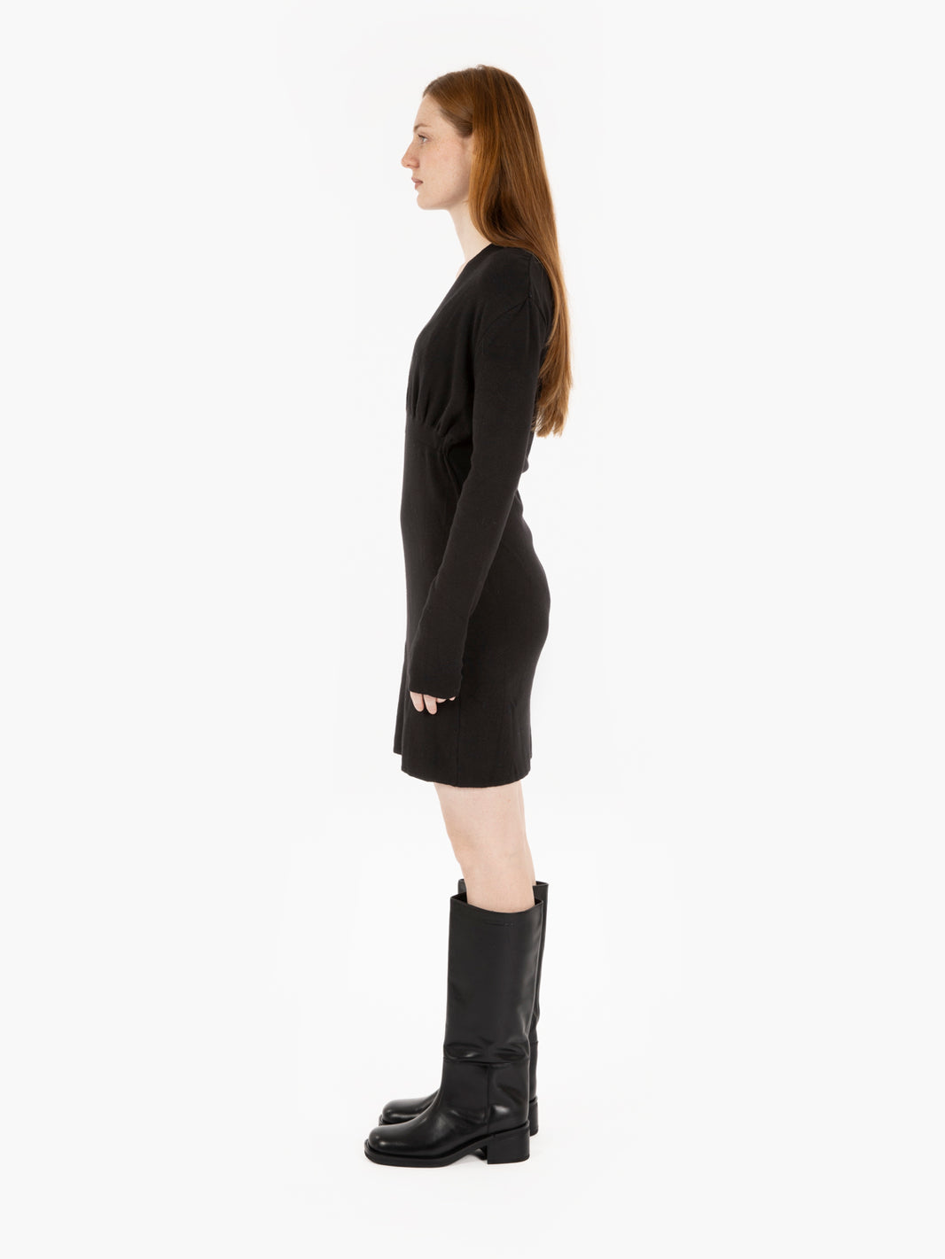 Black deep V-neck dress