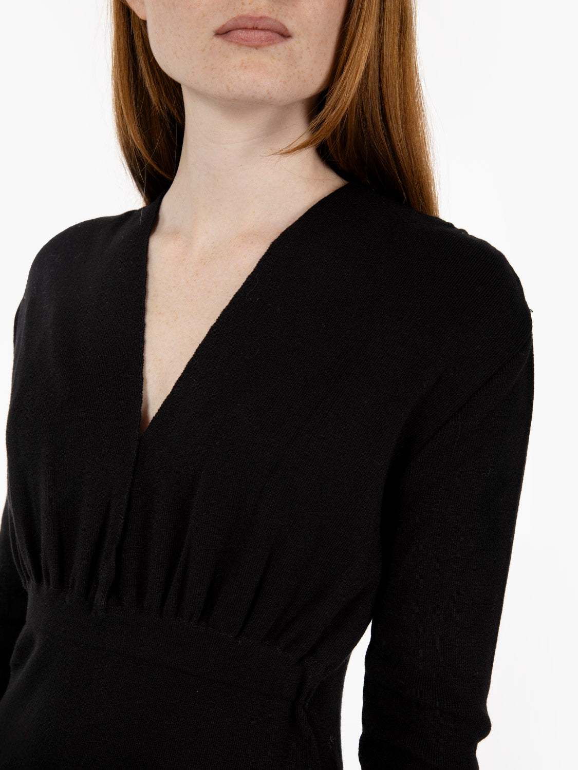 Black deep V-neck dress