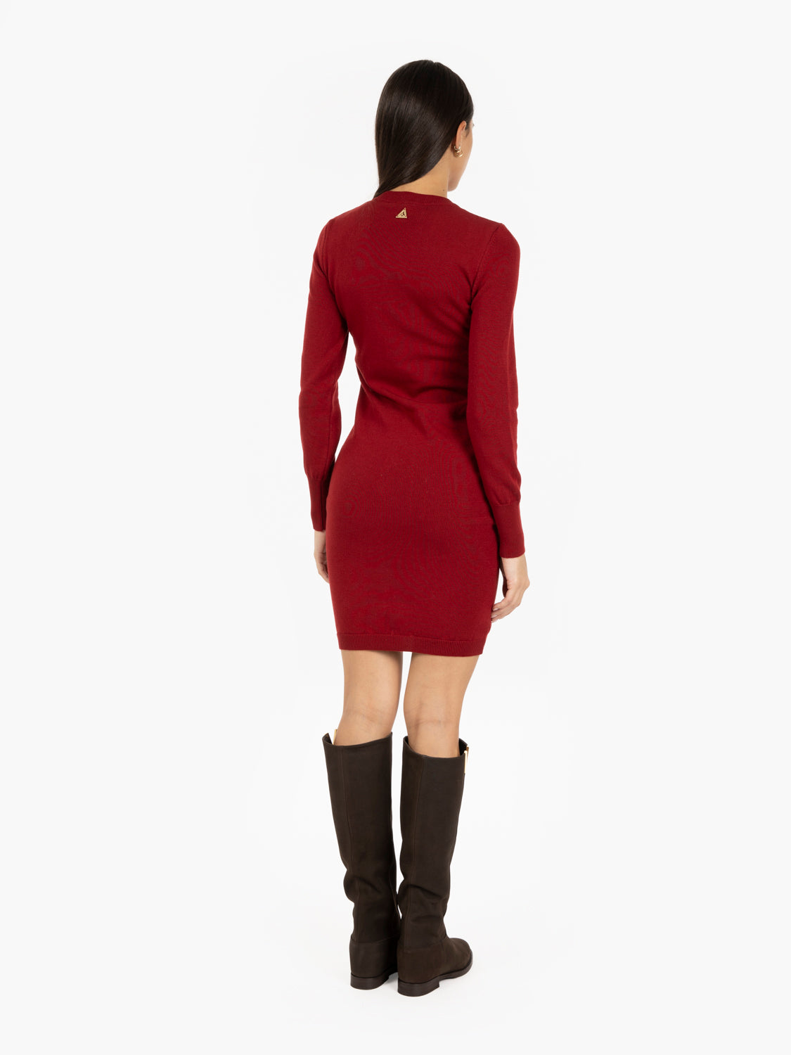 Knit dress with currant drawstring
