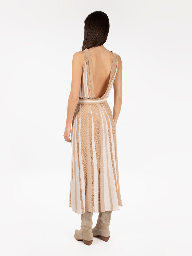 AKEP - Abito in maglia punto pizzo panna / beige