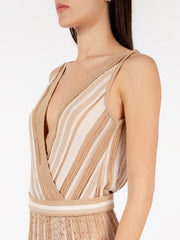 AKEP - Abito in maglia punto pizzo panna / beige