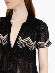 AKEP - Abito lungo in maglia a zig zag nero