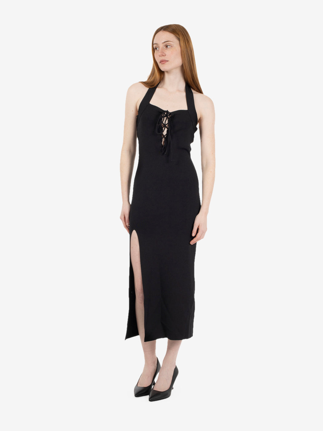 Black midi dress with ties