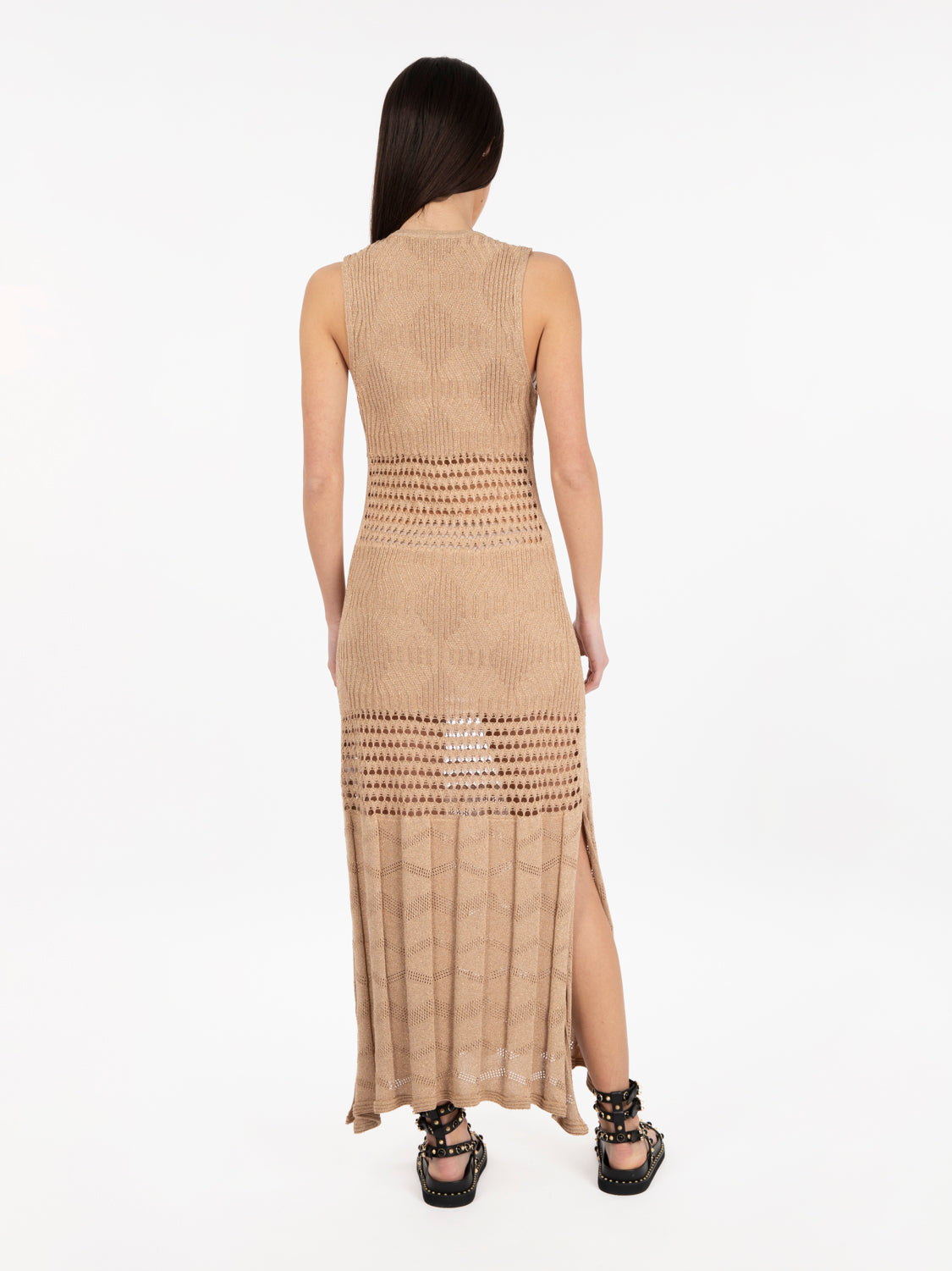 Abito lungo lurex sabbia