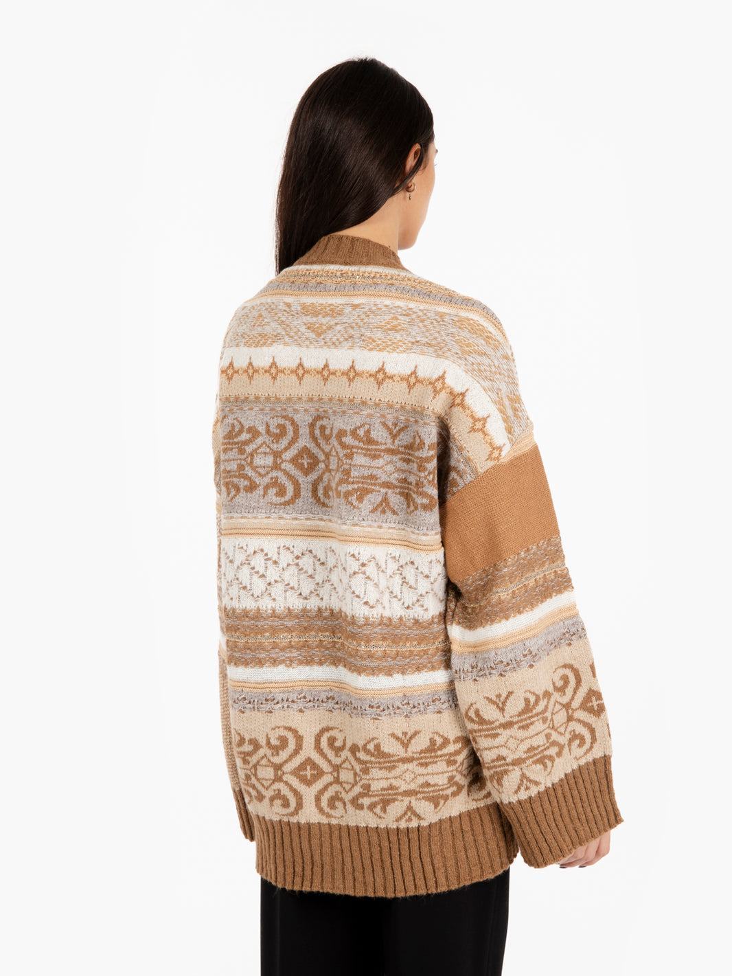 Cardigan con cintura sabbia