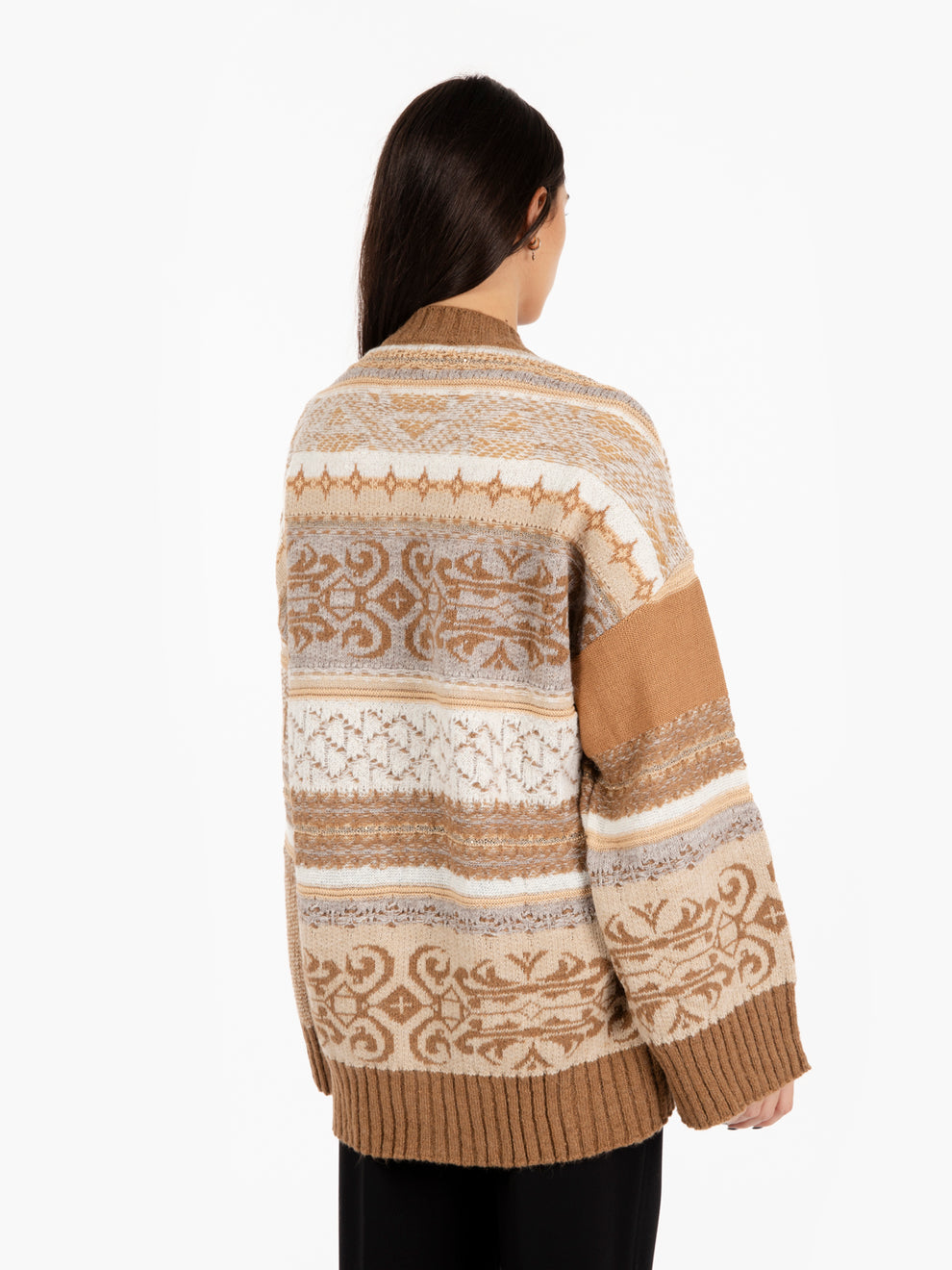 Cardigan con cintura sabbia