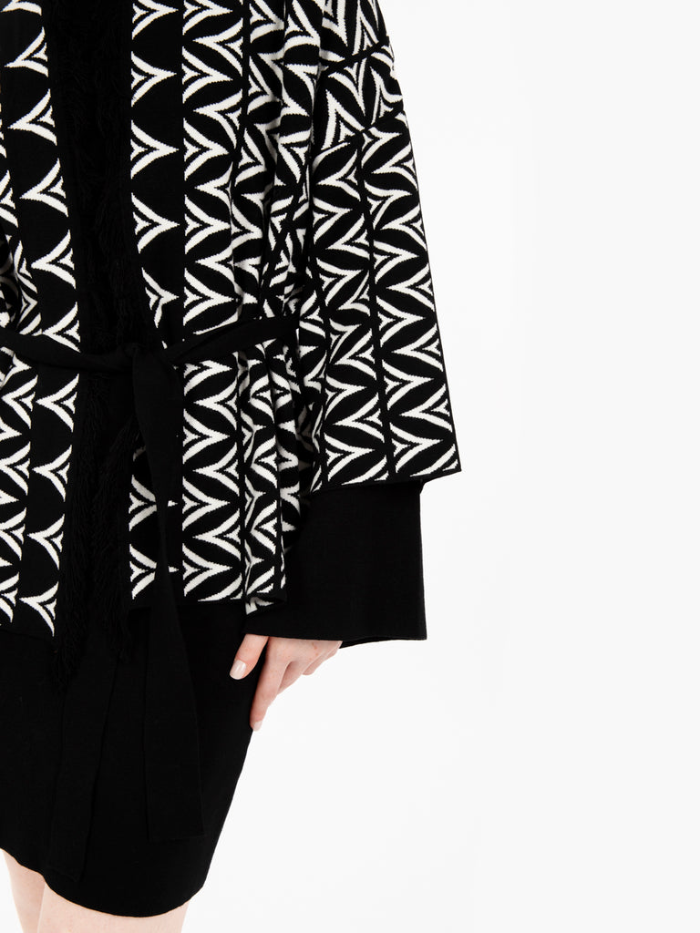 AKEP - Cardigan Jacquard all over nero / bianco