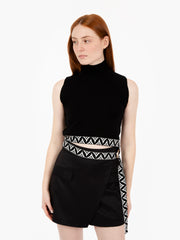 AKEP - Crop top con jacquard nero